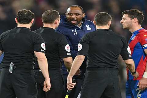 Watch fuming Crystal Palace boss Patrick Vieira get booked AFTER West Ham game for ranting at..