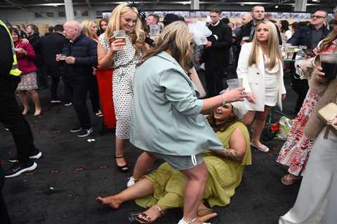 Aintree revellers get into the party spirit for the Grand National as racegoers down booze &..