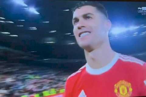 Cristiano Ronaldo drops Man Utd transfer hint with three-word message to TV camera