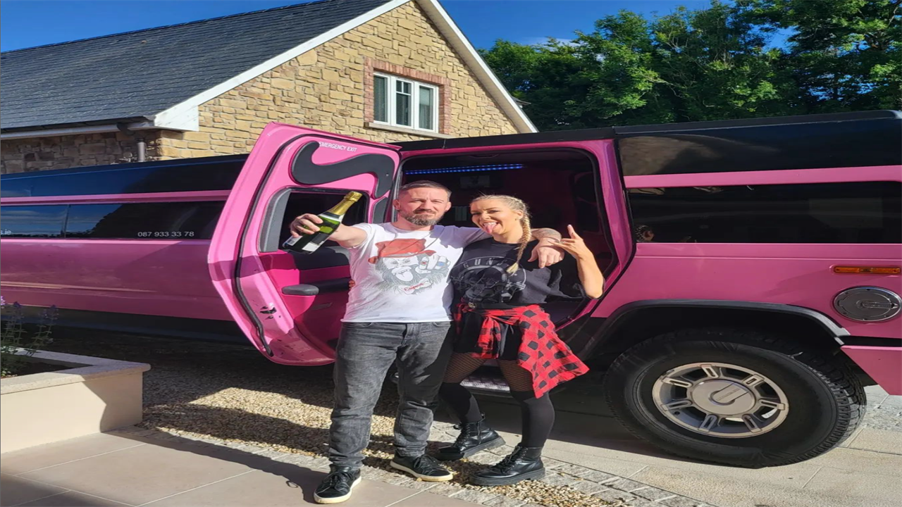 Conor McGregor’s coach John Kavanagh rides in pink stretch hummer with partner Orlagh Hunter to Guns N Roses Dublin gig