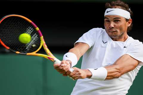 Rafa Nadal chased off court as covers come on for 50 MINUTES in rain-delayed Wimbledon win –..