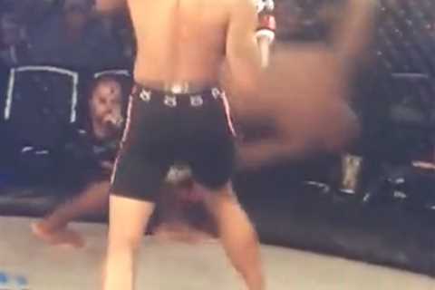 Watch MMA star hit brutal KO which forces rival to spin 360 degrees before celebrating with UFC..