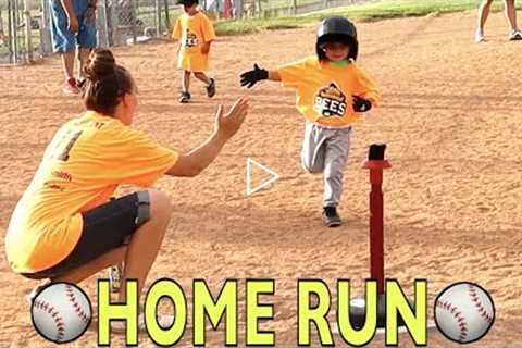 ⚾️HOME RUN AT FIRST TEE BALL BASEBALL GAME!