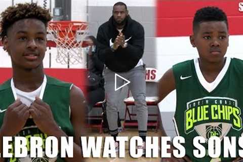 LeBron James watches Bronny and Bryce BALL on OLDER competition! | SLAM Highlights