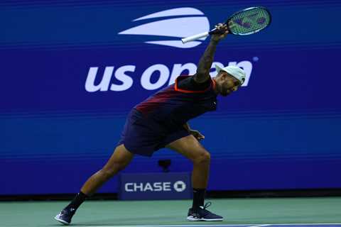 Nick Kyrgios clashes with fans, smashes racket, throws bottle on court and spits towards his team..