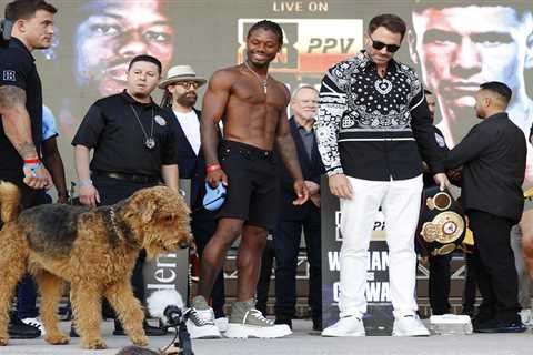 Boxer brings his DOG to Canelo vs Golovkin weigh-in leaving Eddie Hearn looking perplexed