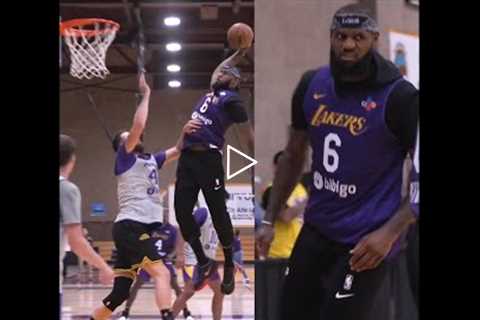 LeBron James poster dunk on teammate during scrimmages at Lakers training camp