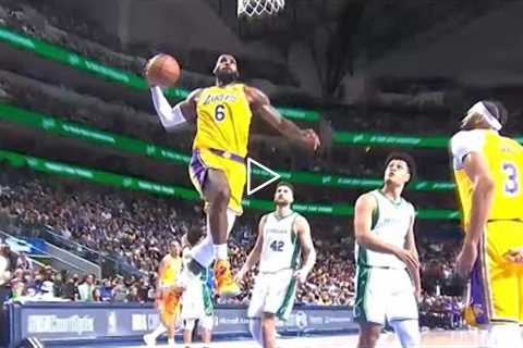 LeBron James just having fun doing dunk contest dunks after the whistle