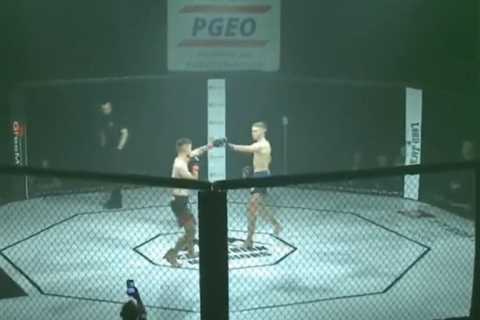 Watch MMA star KO rival with insane head kick just FIVE SECONDS into fight as opponent is left..