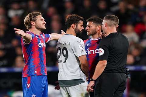 Chelsea legend Diego Costa gets into blazing row with Crystal Palace players and is hauled off..