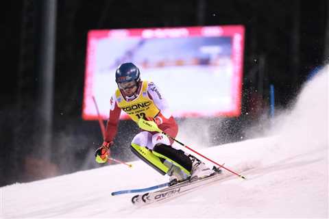 Johannes Strolz, Olympic combined champion, skis out of World Cup slalom over wayward pole