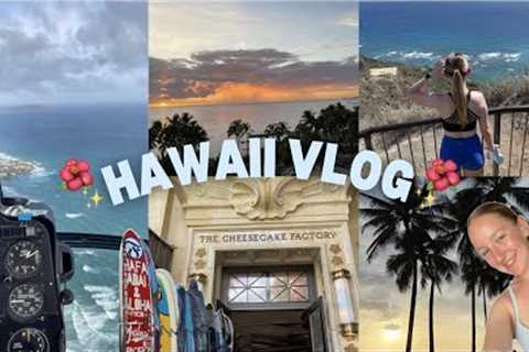 Vlogging 5 Days In Hawaii🌺 Helicopter Tour, Diamond Head, Waikiki Surfing, Alomoana Shopping & ..