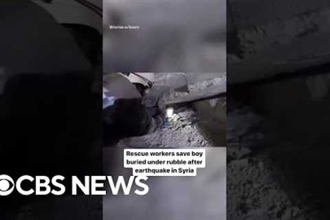 Crews save young boy from earthquake rubble in Syria  #shorts