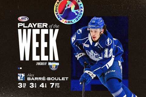 Crunch’s Barré-Boulet named AHL Player of the Week