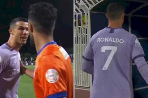 Frustrated Cristiano Ronaldo embroiled in argument as ex-Man Utd star storms off pitch