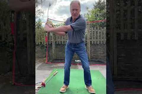 70 year old golfer discussing golf training aids