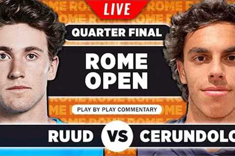 RUUD vs CERUNDOLO | ATP Rome 2023 Quarter Final | LIVE Tennis Play-by-Play Stream