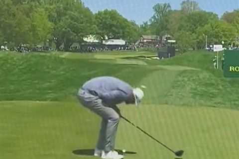 Watch moment Bryson DeChambeau HITS fellow professional golfer on the TEE with errant shot at USPGA ..