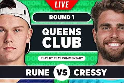 RUNE vs CRESSY | ATP Queens Club 2023 | LIVE Tennis Play-by-Play Stream