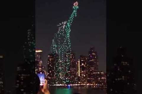 Drones form Statue of Liberty during Macy's fireworks show in NYC #shorts