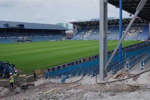 Iconic former Premier League stadium looks unrecognisable as a building site as stand is demolished