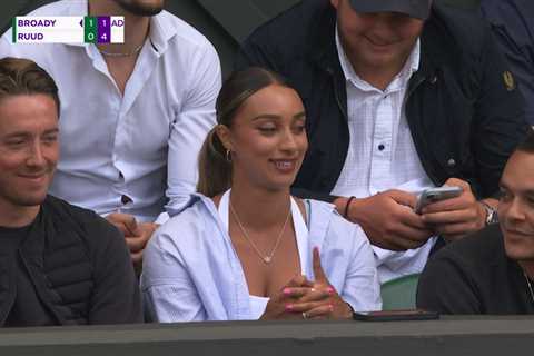 Liam Broady’s model Wag steals show at Wimbledon in low-cut top as BBC cameras repeatedly cut to..