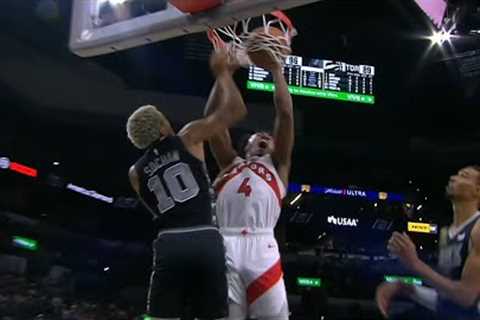 Scottie Barnes SURPRISE DUNK on Sochan - Raptors vs Spurs | Nov 5, 2023