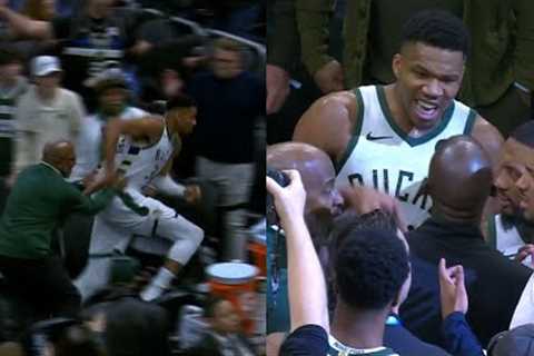 Giannis heated and chases the Pacers for taking the game ball after he scored 64 points