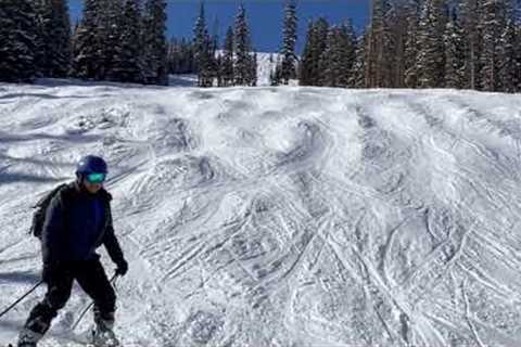 Skiing at the Copper Mountain Ski Resort, Colorado in December 2023