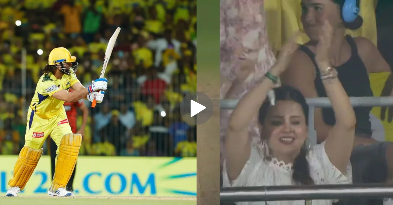 IPL 2024 [WATCH]: MS Dhoni’s first ball boundary against SRH exhilarates Sakshi Dhoni