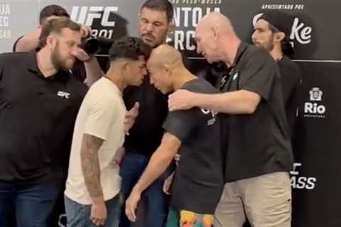 Jose Aldo, Jonathan Martinez clash heads, force separation during heated UFC 301 staredown (Video)