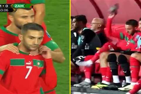 Forgotten Chelsea star Hakim Ziyech slams boots on the ground as he reacts furiously to substitution