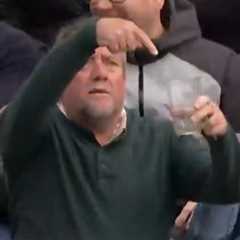 Fan demands England captain buy him a new pint after Harry Brook’s crunching boundary knocks drink..