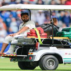 India star carried off Old Trafford pitch in ambulance cart after horror injury in Test match..