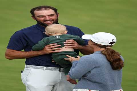 Scottie Scheffler WINS The Open by four shots and kisses wife Meredith in emotional celebrations at ..